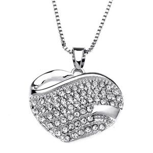 Swarovski Crystal Pave Heart Silver Necklace